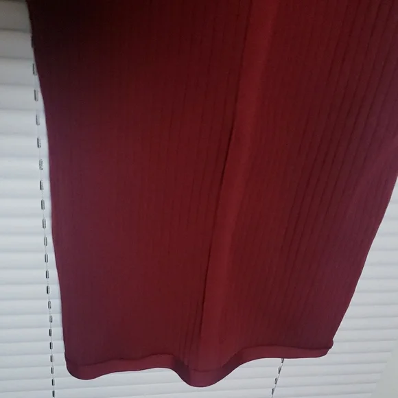 Red Long Sleeve Bodycon Dress with Mock Neck - Picture 10 of 13